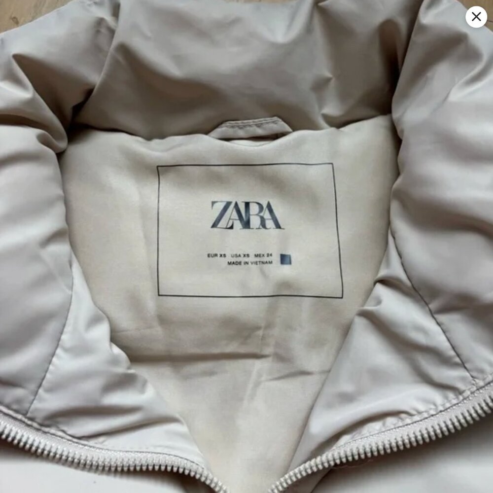 NWT Zara Puffer Vest in Ivory White XS - Picture 8 of 9